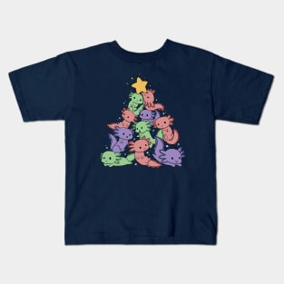 Cute Christmas Tree of Axolotls Kids T-Shirt